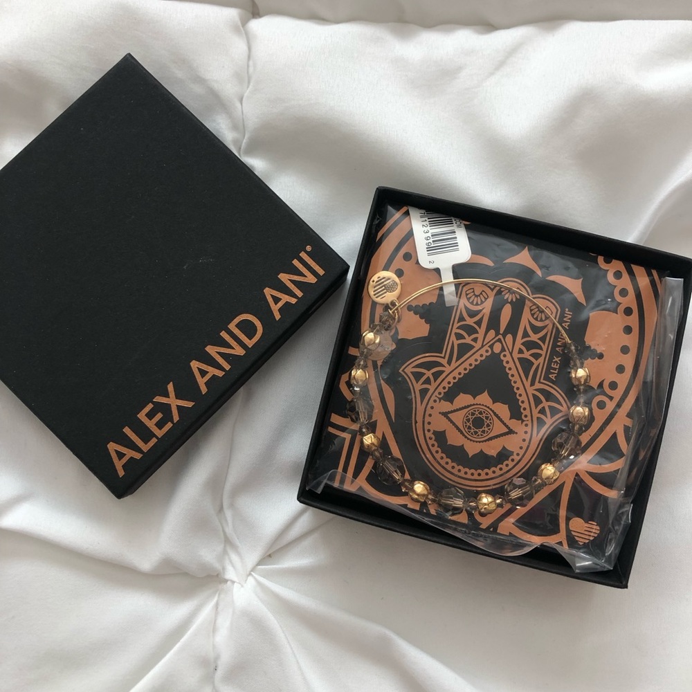 Alex And Ani Moon Swarovski Beaded Gold Bracelet
